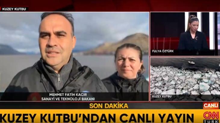 Sanayi ve teknoloji bakani mehmet fatih kacir kuzey kutbundan canli yayinla cnn turkte V92temnH
